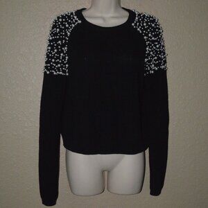 NWOT $357 Sz S Michelle Mason Black Pearl Detail Long Sleeve Sweater